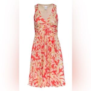 Diane von Furstenberg Aziel Coral Reef midi dress Silk orange cream size 6 tank